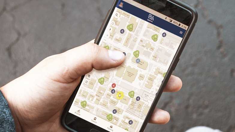 University of Arizona campus map on a mobile device