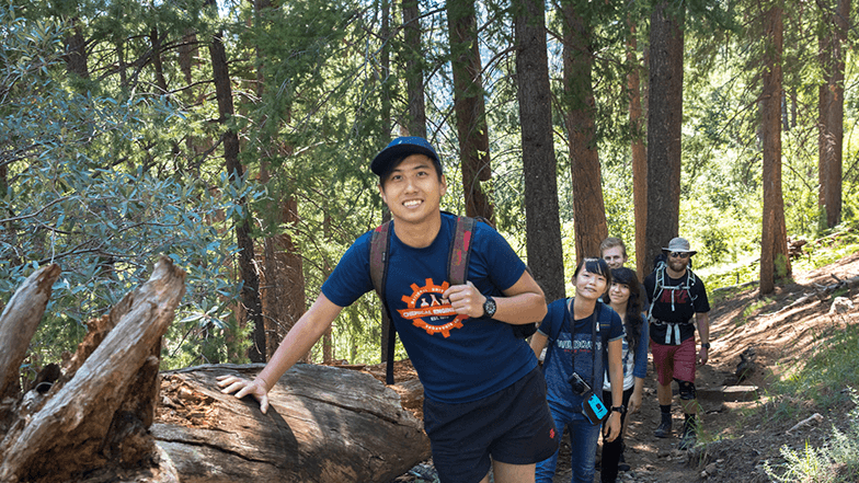 Students hiking Mount Lemon