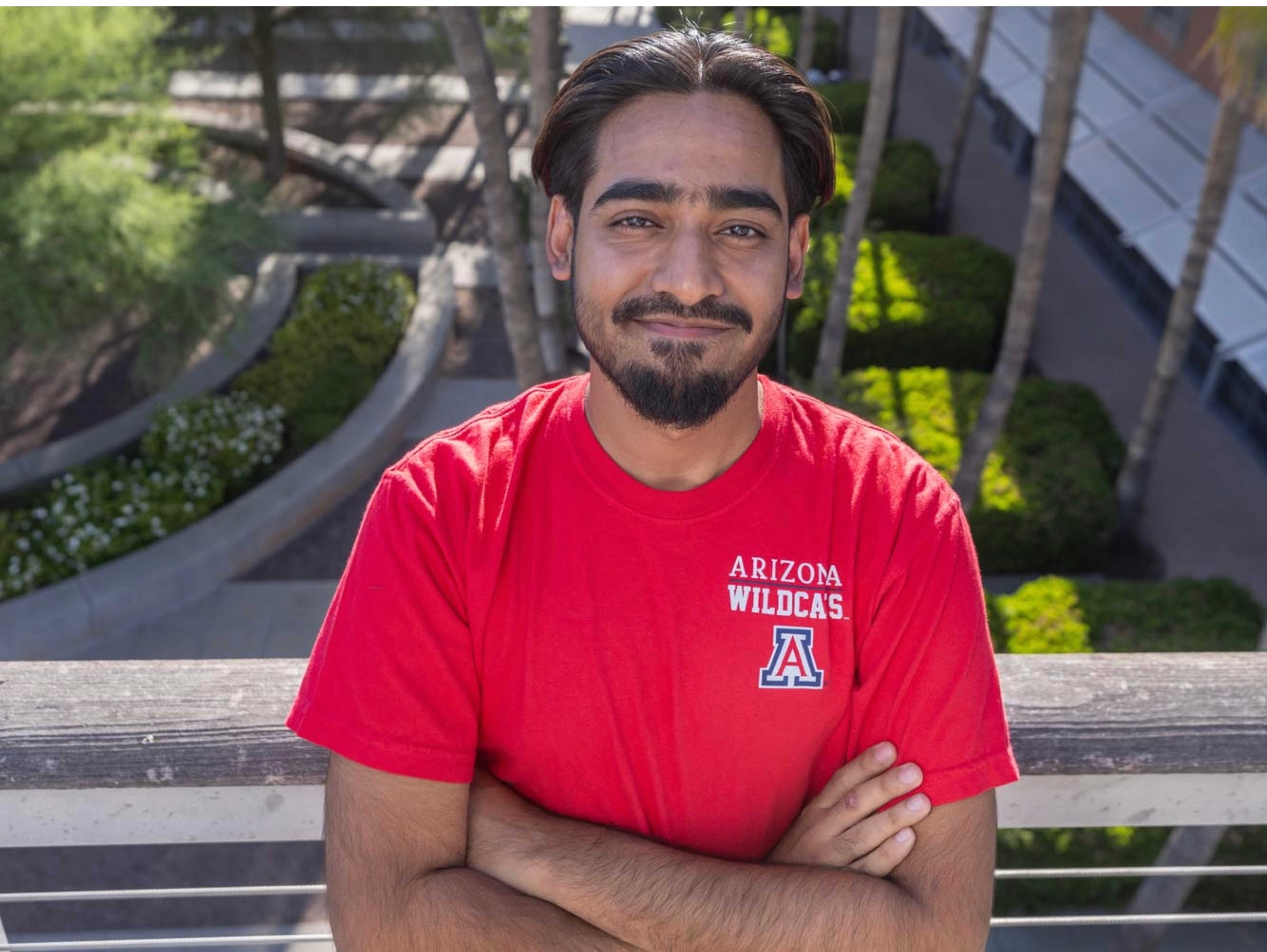 Student on the AME bridge at the University of Arizona