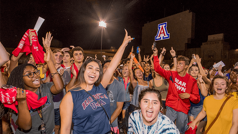 Students showing University of Arizona pride