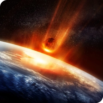 hollywood image of asteroid hitting earth
