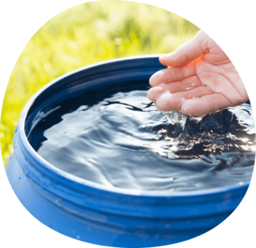 water in a rain water collection tank