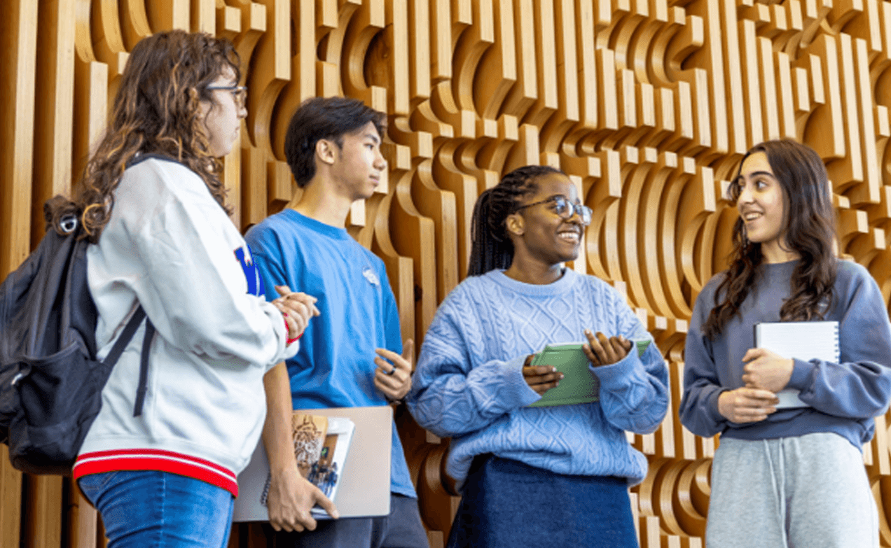 Students talking on campus