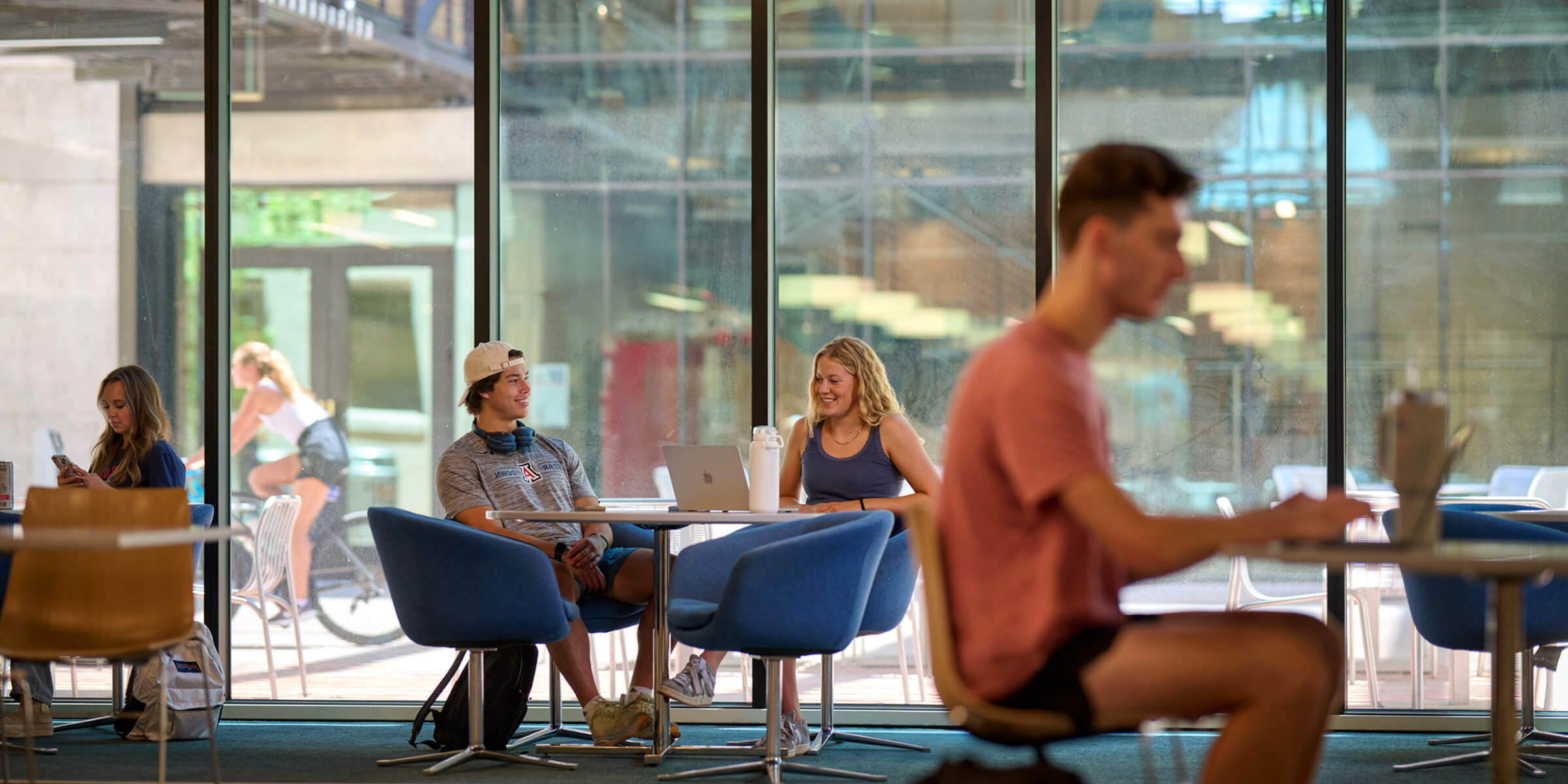 group of students talking together