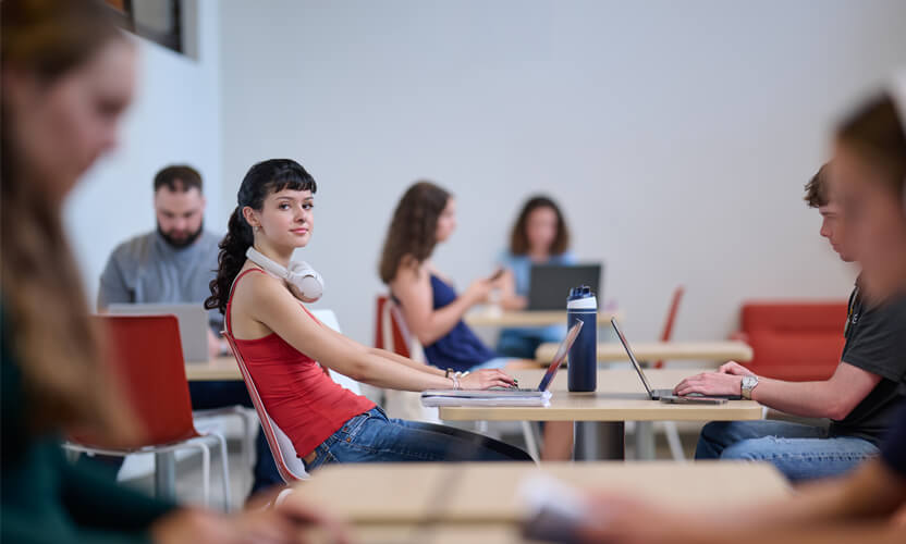 Students studying together inside