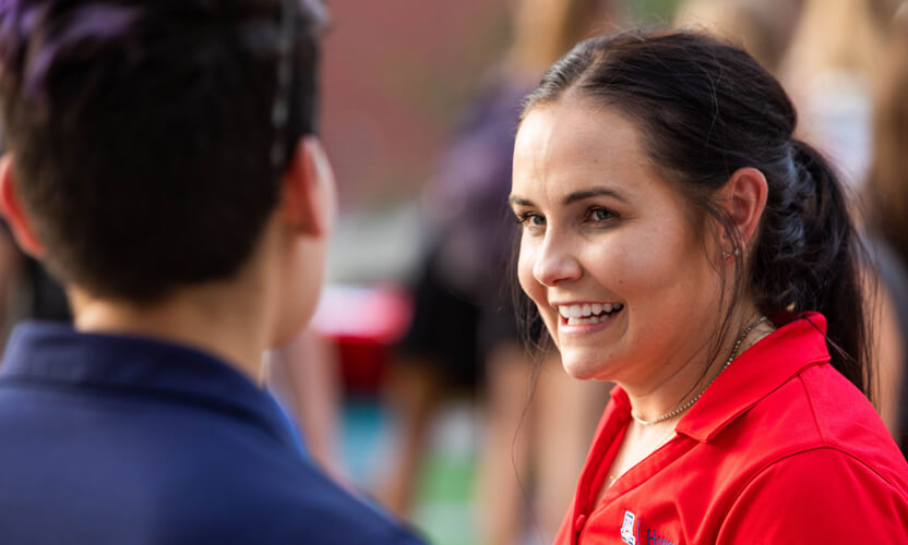 a tour guide on admitted student day