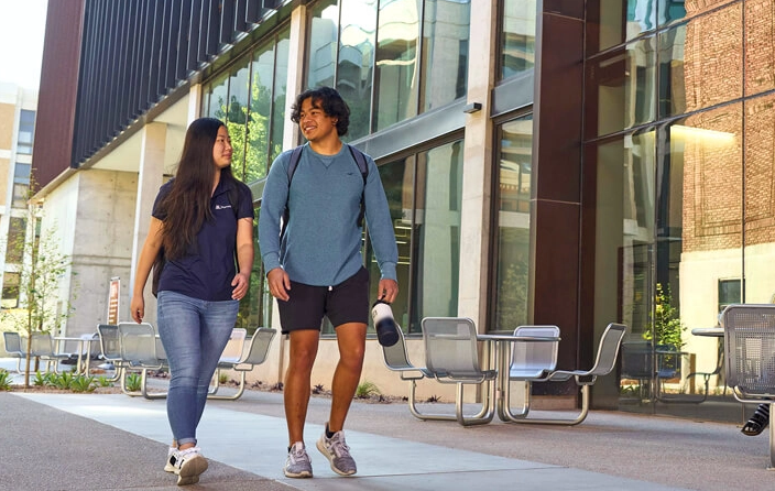 students walking on campus