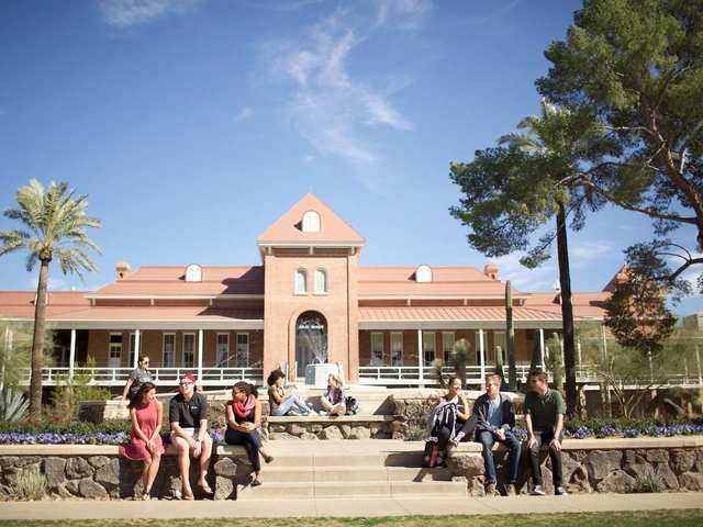 University of Arizona campus with students in front of Old Main