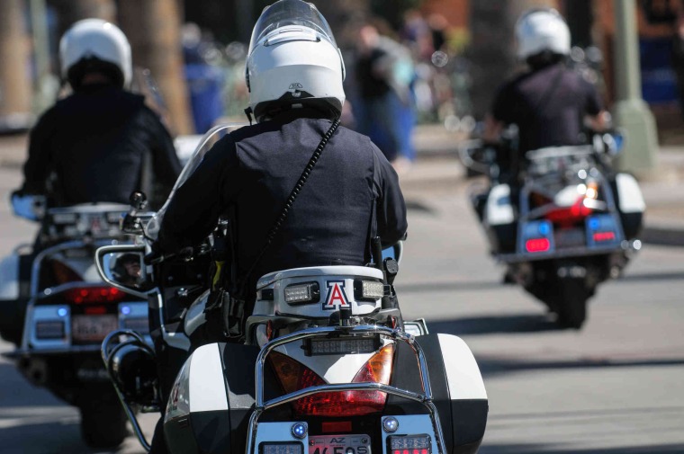 Campus police on motorcycles